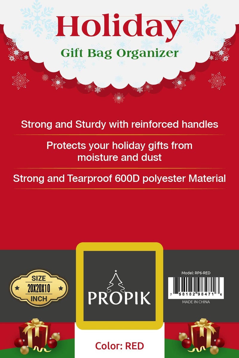 ProPik Christmas Storage Organizer, Gift Bags, Bows, Ribbons and Wrapping Accessories Container (Red) - Image 4